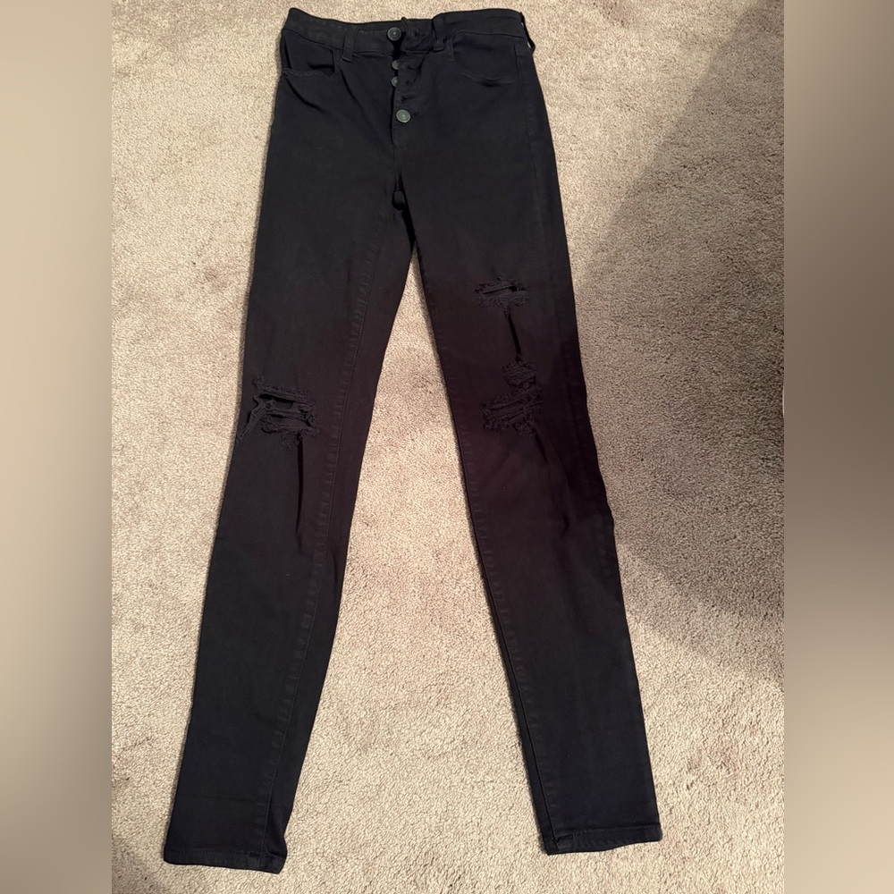 American Eagle Outfitters Black Ripped Skinny Jeans